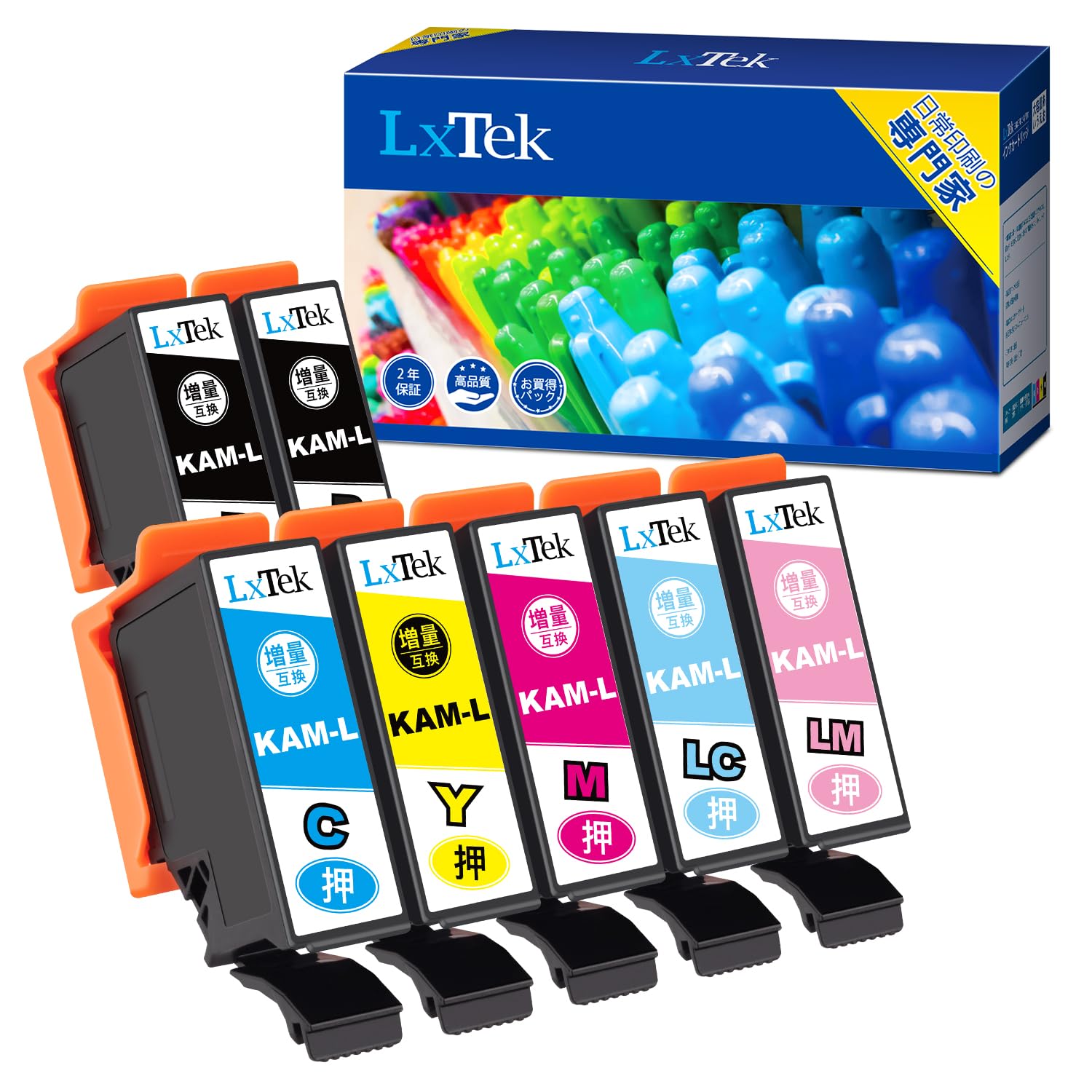 

LxTek Compatible Ink Cartridge for Epson KAM Turtle Ink 6 color set 1 black Large capacity printer ink KAM-6CL-L + (7 total) EP-881AW EP-881AB