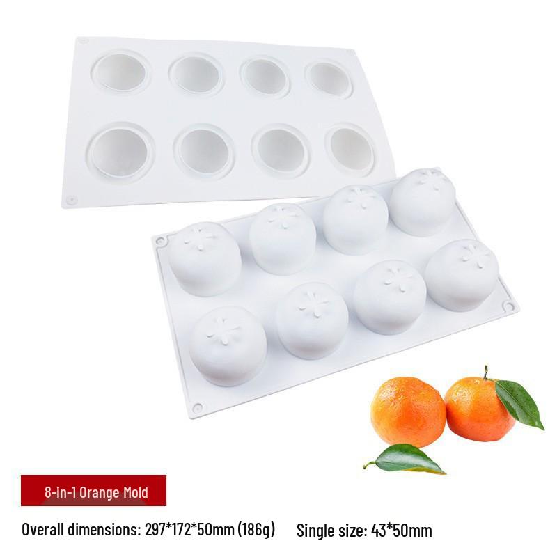 3D Fruchtmousse Silikon Kuchenformen: Birne, Apfel, Ananas, Pfirsich, Durian, Himbeere.