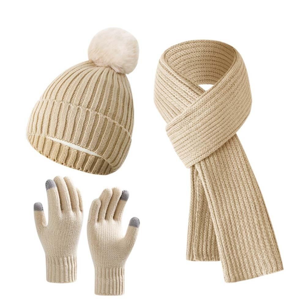 Elastic Cold Proof Gloves Warmer Mittens Woolen Hat Yarmulke Knitted Scarf  Cycling
