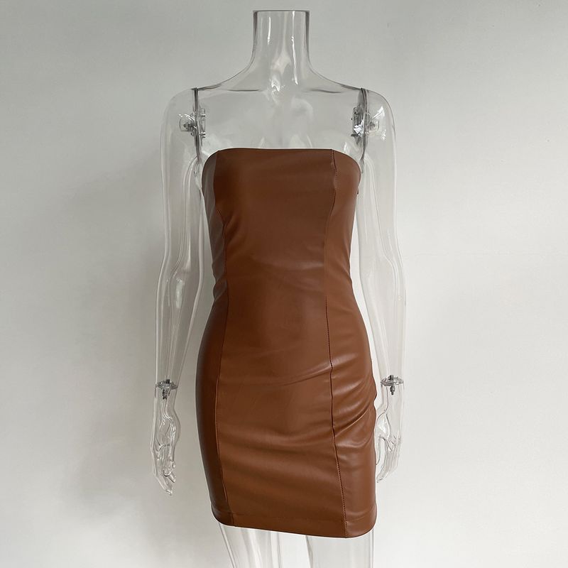 European and American Style Solid Color Sexy Nightclub Hip Strapless Dress