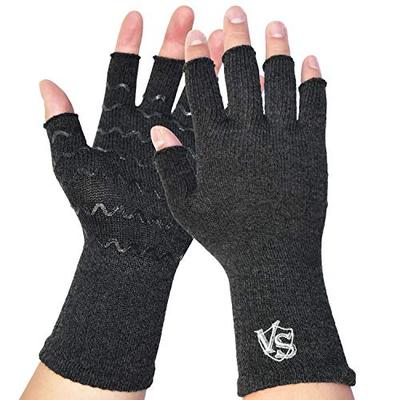 VITAL SALVEO Non-Slip Fingerless Compression Gloves, Functional Fingerless Gloves for Office, Outdoors, Sports, and Exercise, Unisex, CJ-5511 (Pair) (