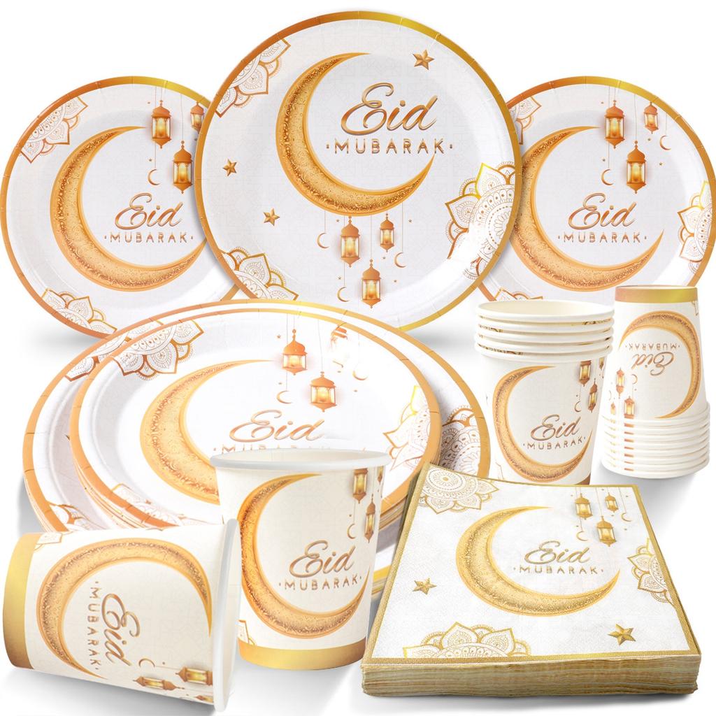 Eid Mubarak Tableware Set Ramadan Decoration For Home 2025 Ramadan Kareem Eid Al Adha Gifts Islamic Muslim Party Decoration