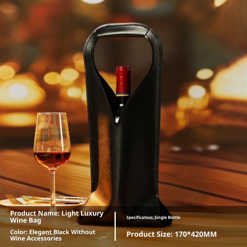 

1pc Wine Packaging Bags Gift Bags Vintage PU Leather Tote Wine Bags Drinking Accessories Tote Gift Bags For Friends s чёрный