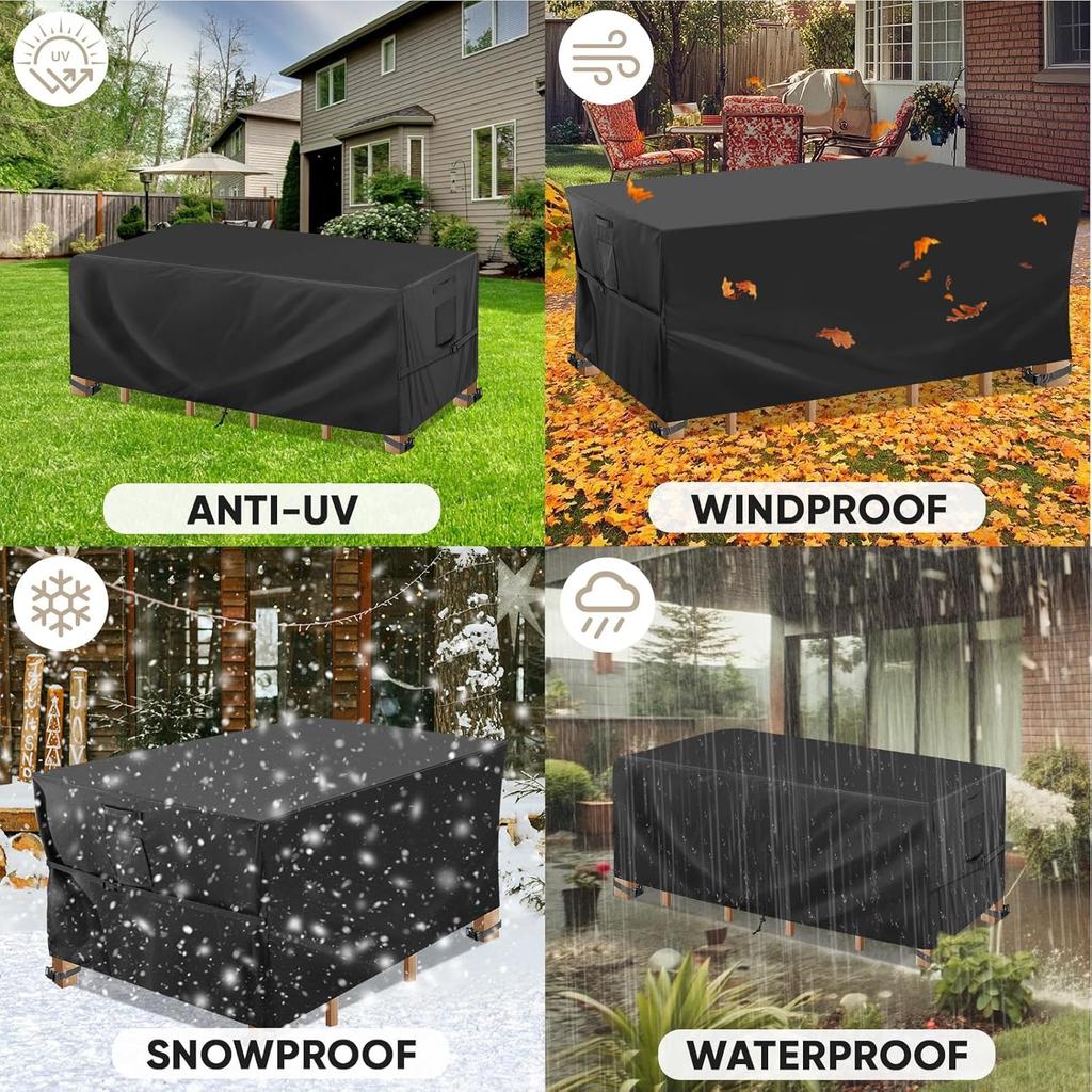 Patio Furniture Covers Waterproof Winter, Heavy-Duty Outdoor Furniture Set Covers for Table Chairs, Anti-UV, No Tears or Fading