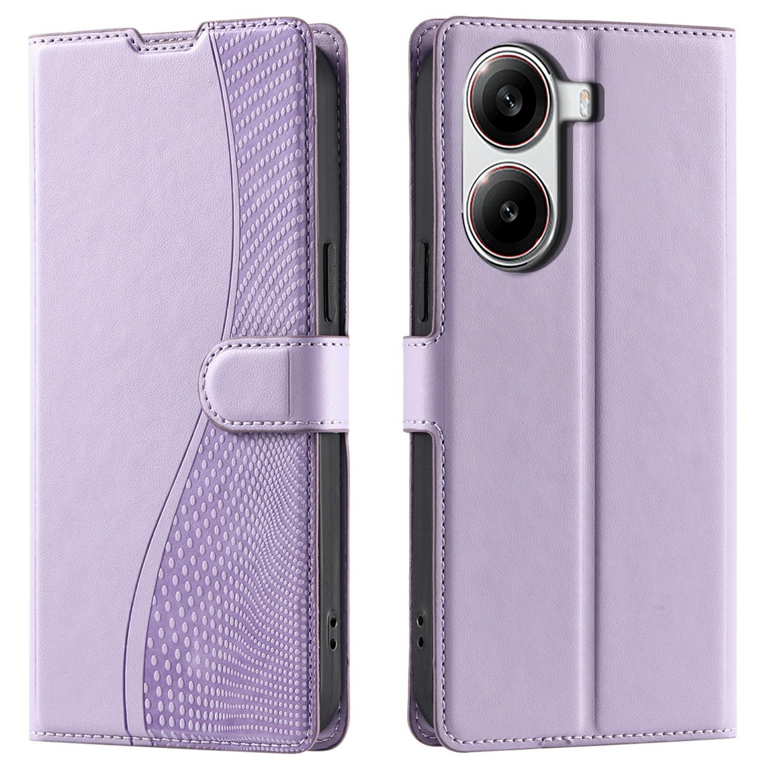 

For Xiaomi Redmi Turbo 4 5G/Poco X7 Pro 5G Case Dots Imprinted PU Leather Flip Phone Cover with Card Slot,Strap Purple