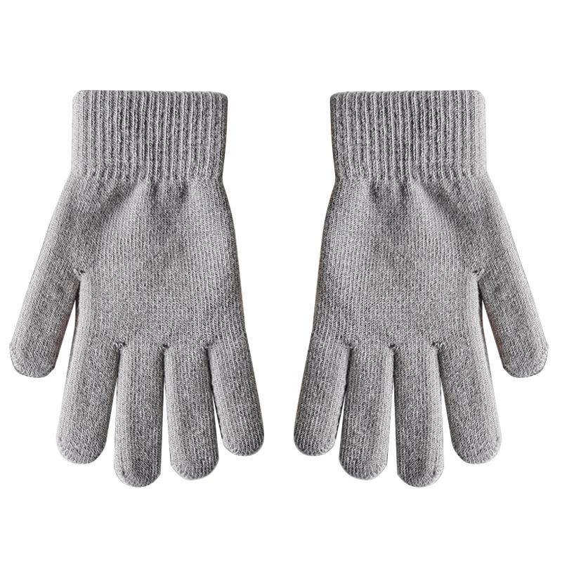 Women Full Finger Gloves Knitted Solid Autumn Winter Hand Keep Warm Thicken Lining Skiing Short Wrist Female Mittens