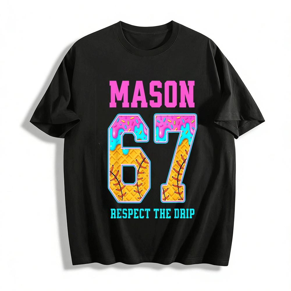 Mason No.67 Respect The Drip Baseball Style Graphic Tee Pure cotton T-shirt XXS