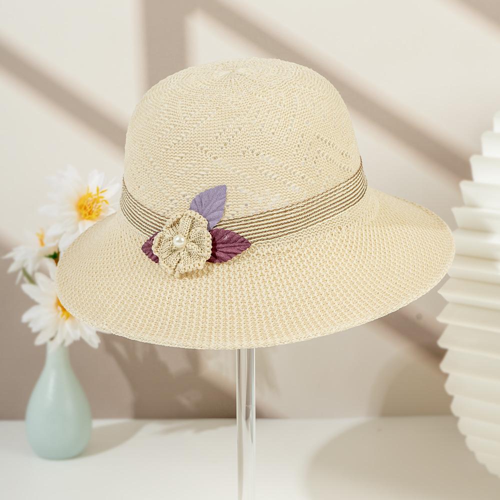Straw hat women's outdoor travel sunscreen hat bucket hat basin hat elegant versatile women's sun hat breathable adult