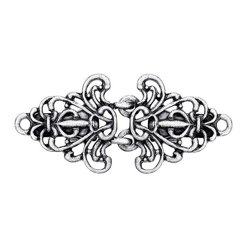 Retro Chinese Alloy Shawl Clip: Creative Hollow Scarf Buckle, Double Sweater Clip Brooch Travel Accessory.
