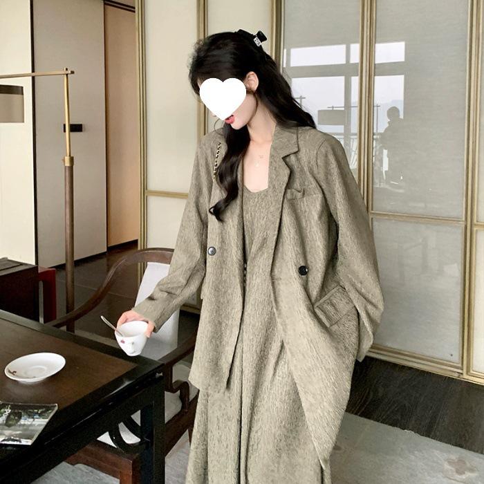 Elegant Women s Two-Piece Light Mature Suit: Jacket & Camisole Dress for Spring/Autumn 2XL