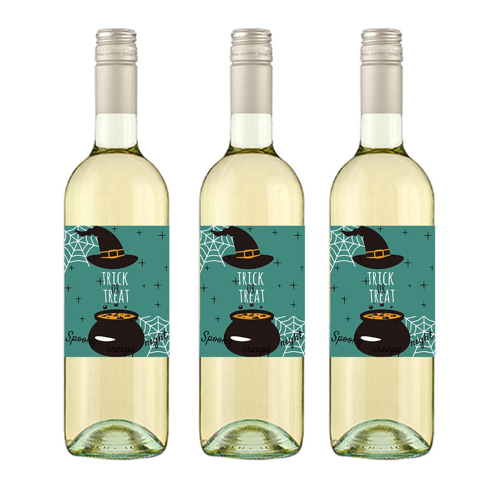 Self Halloween Adhesivewine Bottle Stickers With Pumpkin Print For Party Venue