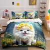 Floral Puppy Three-Piece Gift Set Exquisite Three-piece Bedding Set Gift for Kids and Adults