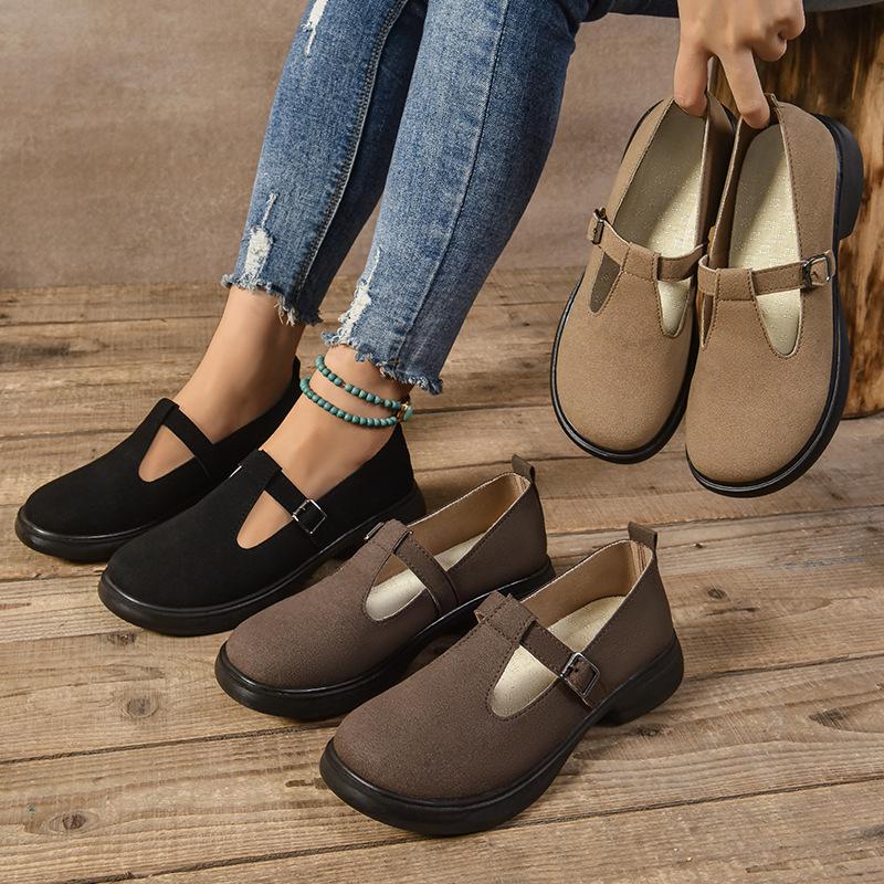 2025 Spring Antumn New Style Fashion Height Increase Shoes Casual Shoes Comfortable Non Slip Loafers Buckle Strap Women's Shoes