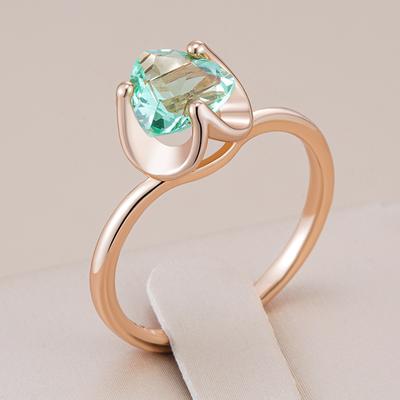 Romantic Green Natural Zircon Wedding Bridal Rings For Women Luxury Rose Gold Color Simple Daily Fine Jewelry Gift