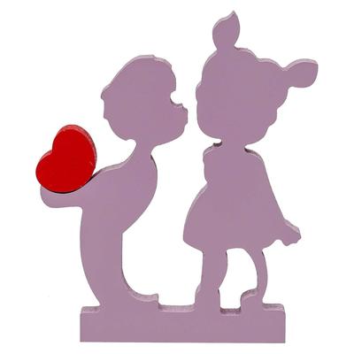 Regalo di San Valentino per Fidanzata Fidanzato | Ragazzo che Bacia Ragazza in Legno Cuore d'Amore Coppia Romantica Pezzo da Collezione | Regalo per San Valentino