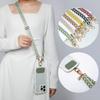 Adjustable Long Mobile Phone Lanyard Crossbody Card Neck Cord Clip Hang Lanyard Pearl Hanging Ornaments Charm Anti-lost Lanyard