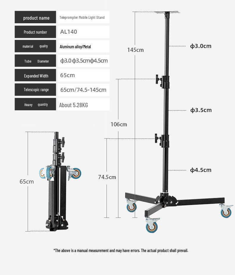 Ambitful ZhiJie Tripod Teleprompter Stand with Large Screen and Heavy Duty Floor Lamp - Models T16/T22.