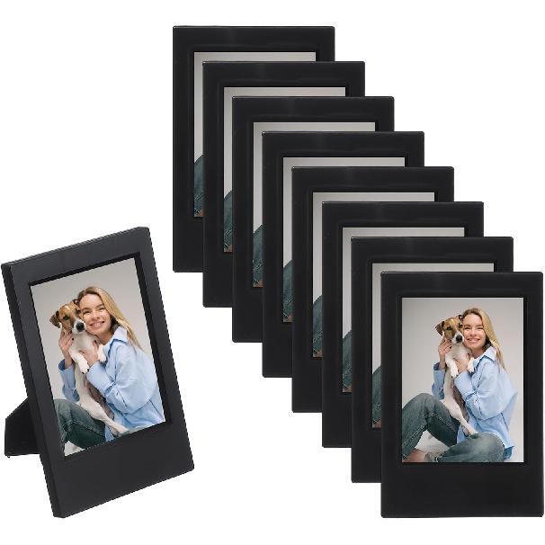 Uxcell 8pcs Mini Picture Frames, 2.4 X 3.6 Inch Rectangular Film Photo Frame, Small Tant Film Photo Frame Holder for Tabletop Picture Display, Black