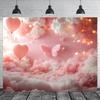 Sfondo 2D Fantasioso Cielo Rosa con Palloncini a Forma di Cuore, Nuvole e Farfalla per Servizi Fotografici a Tema Maternità e Amore