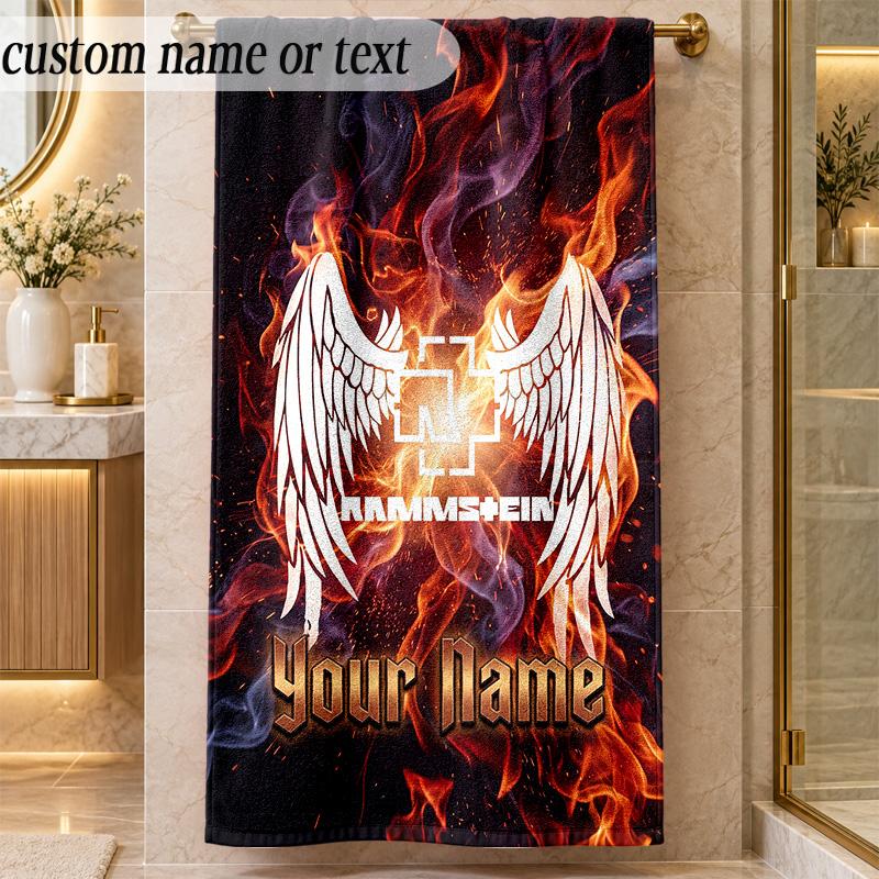 Beach TowelRammstein Custom Name Text Personalized Soft Towel for Beach Pool Indoor Home Decor Gift