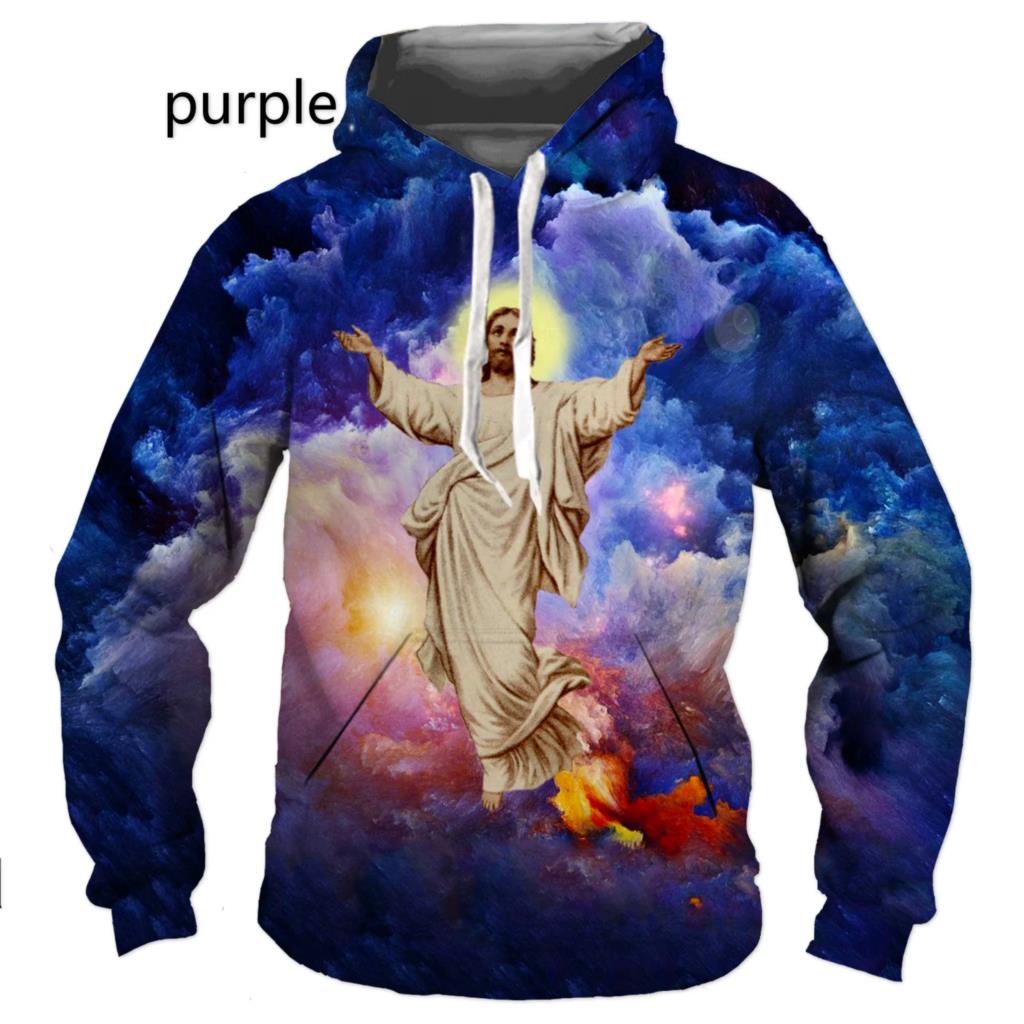 Christian God Jesus Cross Hettegenser 3d-trykk Gensere Mann/Kvinne Genser Harajuku Streetwear mote barn hettegensere herrejakke
