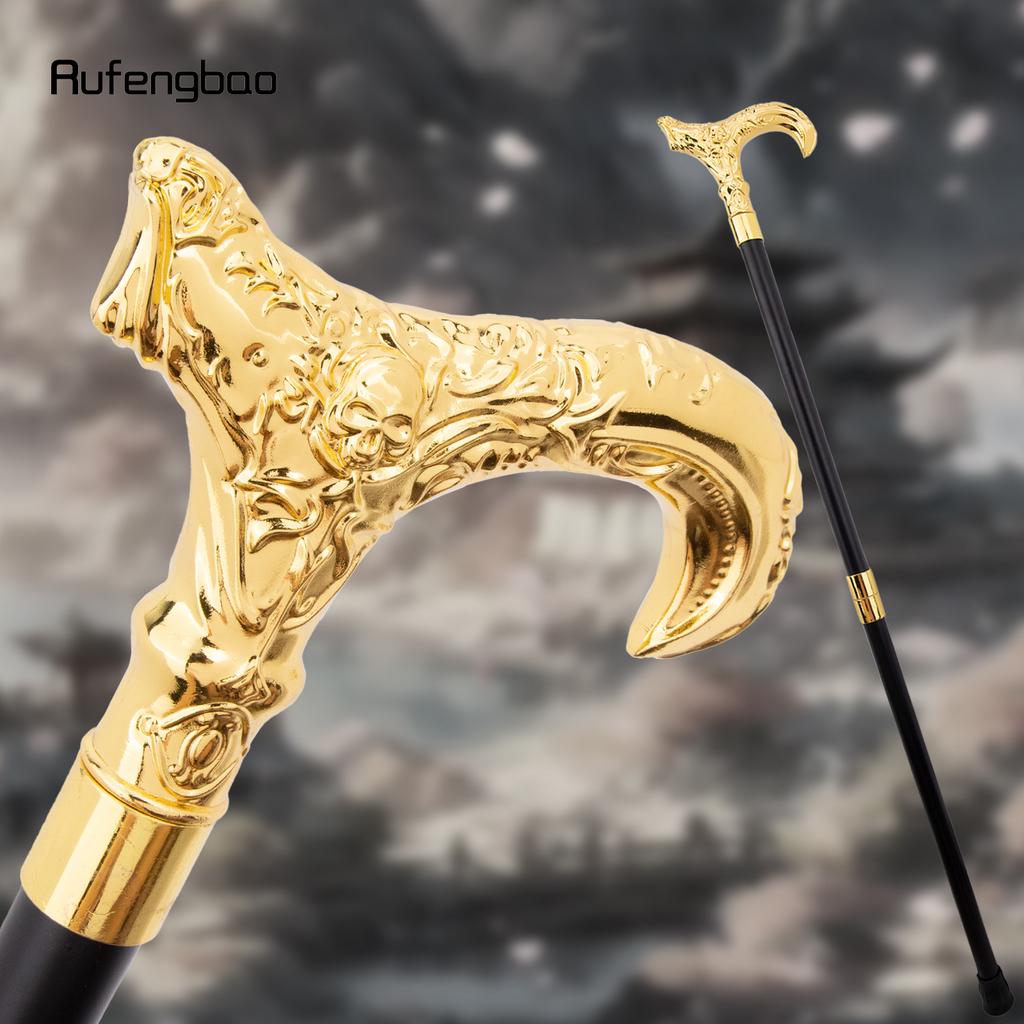 Golden Skull Flower Head Walking Cane Fashion Decorative Walking Stick Gentleman Elegant Cosplay Cane Knob Crosier 93cm