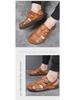 Genuine Leather Men's Summer Sandals - Closed Toe, Non-Slip Outdoor & Driving Shoes with Trendy Cowhide Sole