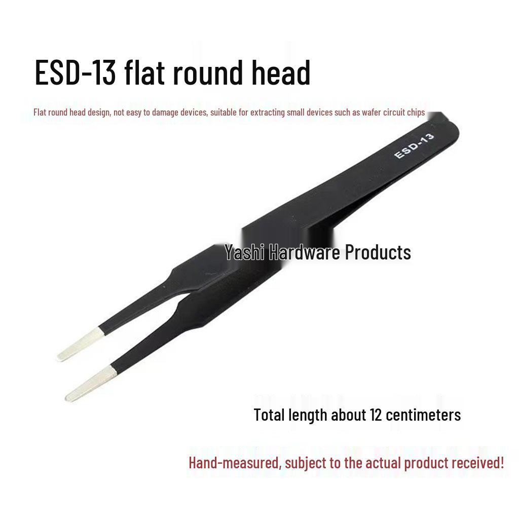 Black Anti-Static Stainless Steel Curved Tip Tweezers Set for Nail Art, Journaling, and Repairs