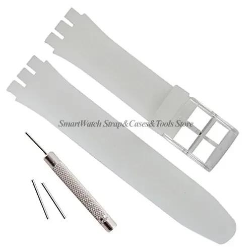 Soft Silicone Bracelet for Swatch 12mm 16mm 17mm 19mm 20mm Colorful Transparent Watchband Watch Strap Replacement with Tool