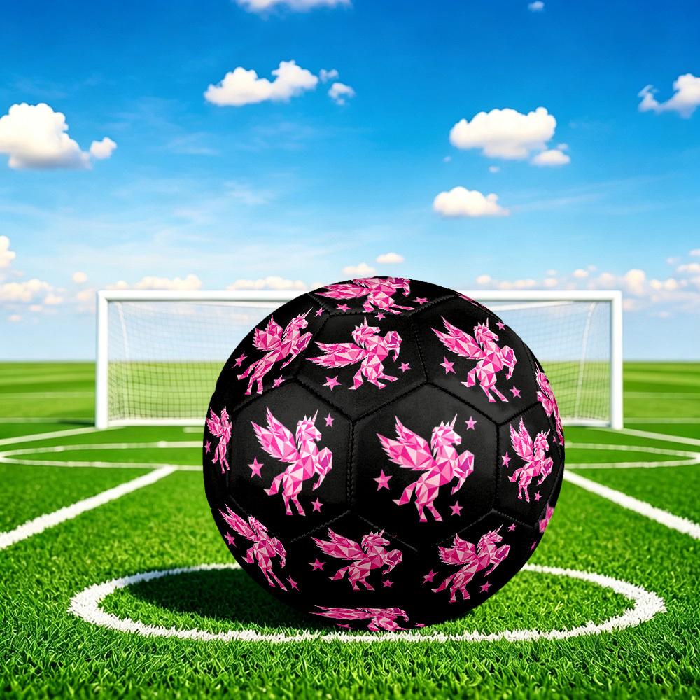 1pc Pink Geometric Unicorn Size 5 Soccer Ball Professional Match Training Football Indoor &Outdoor Sports Ball Lightweight Durable C6594
