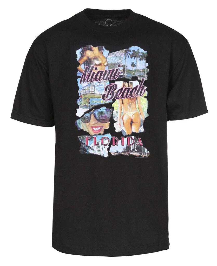 Mens Miami Beach Life Short-Sleeve Black T-Shirt
