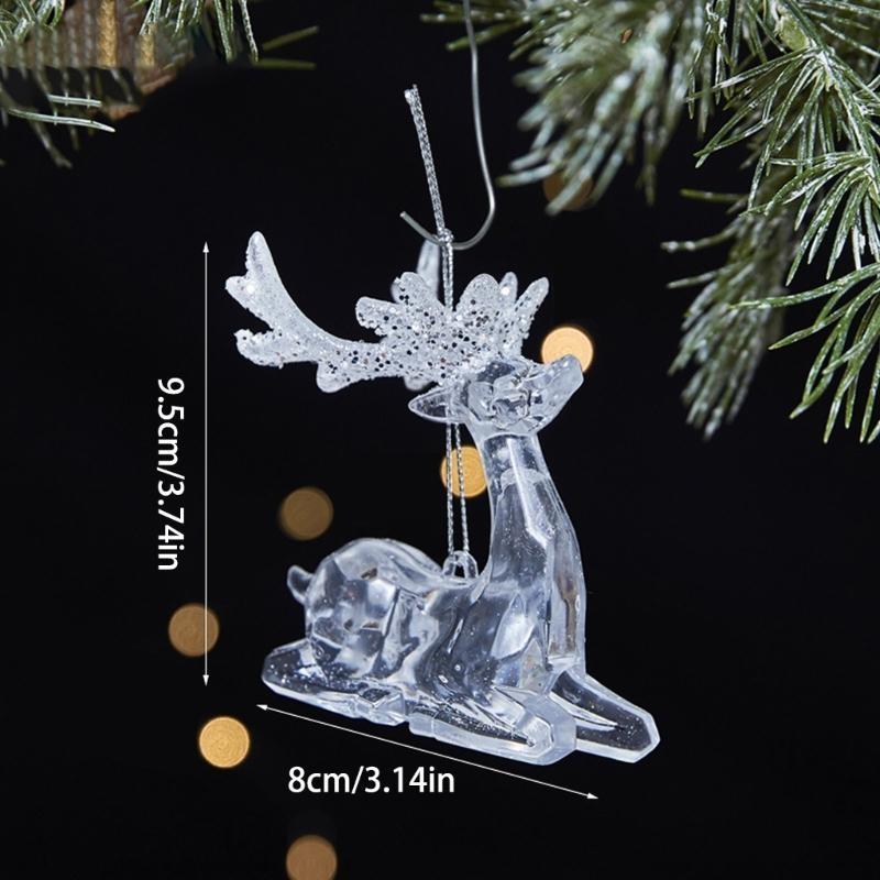 Clear Acrylic Christmas Tree Decoration Glittering Deer Snowflake Butterfly Ornament For Mantels Holiday Tree Display