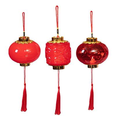 Chinese Style Traditional LED Light Portable Red Lantern Home Spring Festival Decor Hanging Ornaments Luminous Lantern Gifts