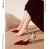Reizende Pumps Damen Slipper Dünne Hohe Absätze Spitzschuh Hochzeit Damenschuhe Kristallblume Bling Quadratische Schnalle Sommerschuhe