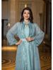 AB333 Elegant Middle Eastern Two-Piece Robe Set with Belt - Dubai Long Cardigan Dress