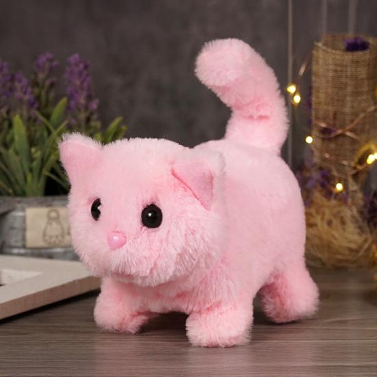 Interaktive Laufende Katze Puppe Miaut Läuft Schwanz Wedelt Berührung Sprachbefehle Miau Laufen Katzenspielzeug Heimdeko