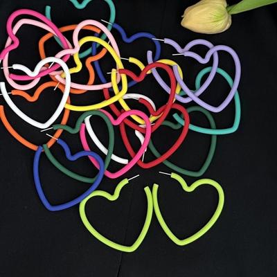 Candy Colored Love Heart Hoop Earring Exaggerated Love Earrings Acrylic Love Heart Big Hoops  Women