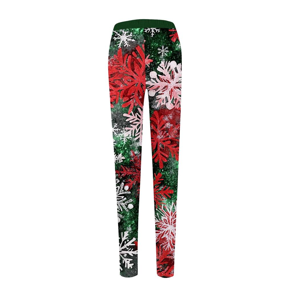 Women's Pants Christmas Printed Stretchy Soft Bottoms Casual Home Sleeping Pants