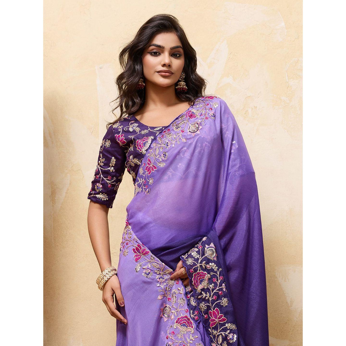 New Arrival - Party Wear Soft Star Georgette Saree with Elegant Embroidery Cutwork Arco Border