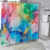 1pc Abstract Color Shower Curtain, Polyester Fabric, Bathroom Decoration, Bathtub Partition Hanging Curtain, with 12 Hooks
