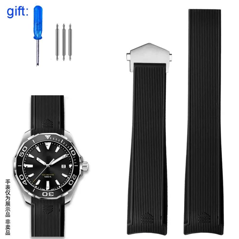 Rubber Silicone Watch Strap Waterproof Bracelet Watchbands for TAG HEUER AQUARACER 300 WAY201B Series Watchchain 22mm