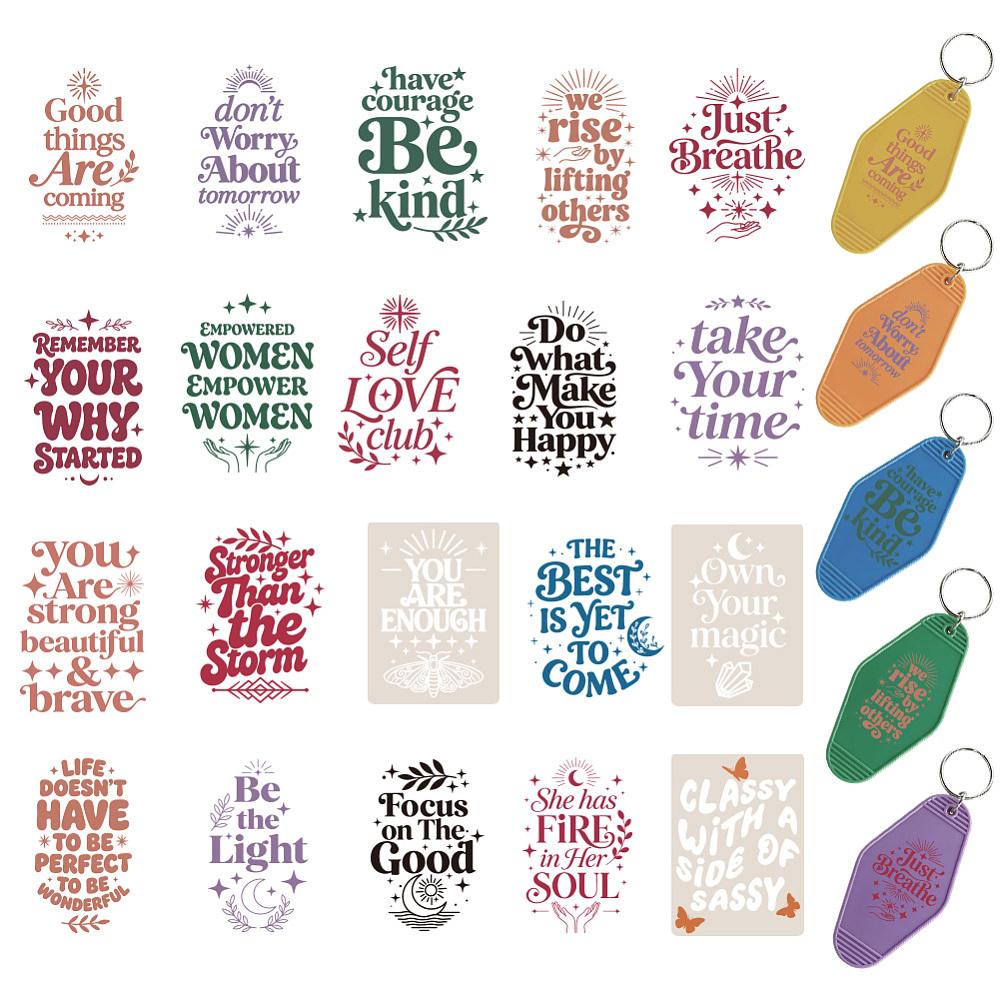 PVC Heat Transfer Film Stickers for UV Sublimation Key Word 110x240mm about 8pcs/set