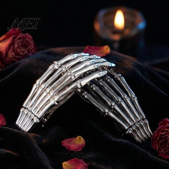 Skull Headpiece for Women Skeleton Hands Hair Clips, Gothic Metal Side Clip Women, Festival Updo Clips Spooky Halloween Horror Accessories, Punk Rock