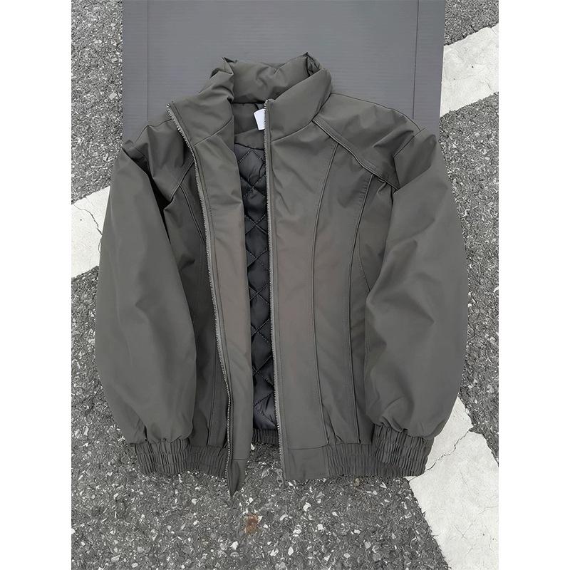 

Men s Autumn/Winter American Style Stand Collar Zipper Cotton Flight Jacket - Padded, Thickened Workwear Outerwear 2XL [Recommended 145-160 lbs]