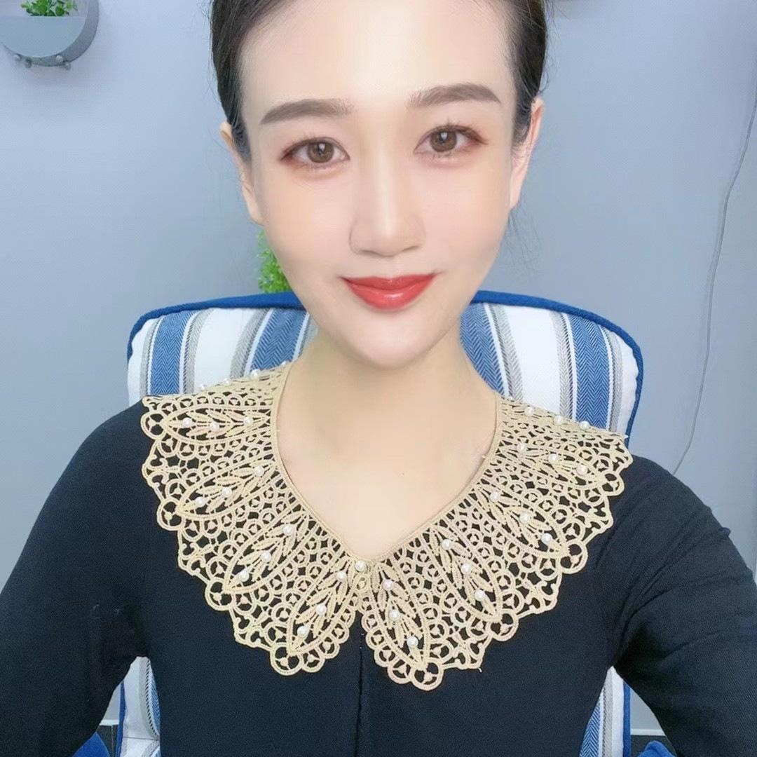 

Бусины кружева поддельный воротник летний кружевной женский полый капок шелковый шаль воротник поддельный воротник украшение универсальный