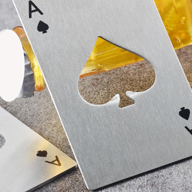 Spades A Credit Card Type Bottle Opener Creative Playing Card Shape Stainless Steel Portable Bottle Opener Beer Screwdriver