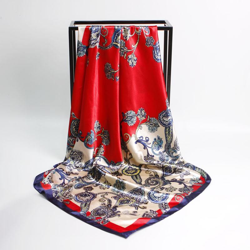 Femei Eșarfă Pătrată de Mătase Doamnă Bandană Wrap Cap Șal Satin Foulard Femeie Mare Hijab Eșarfă de Gât Eșarfe Pașmină Bandă de Cap