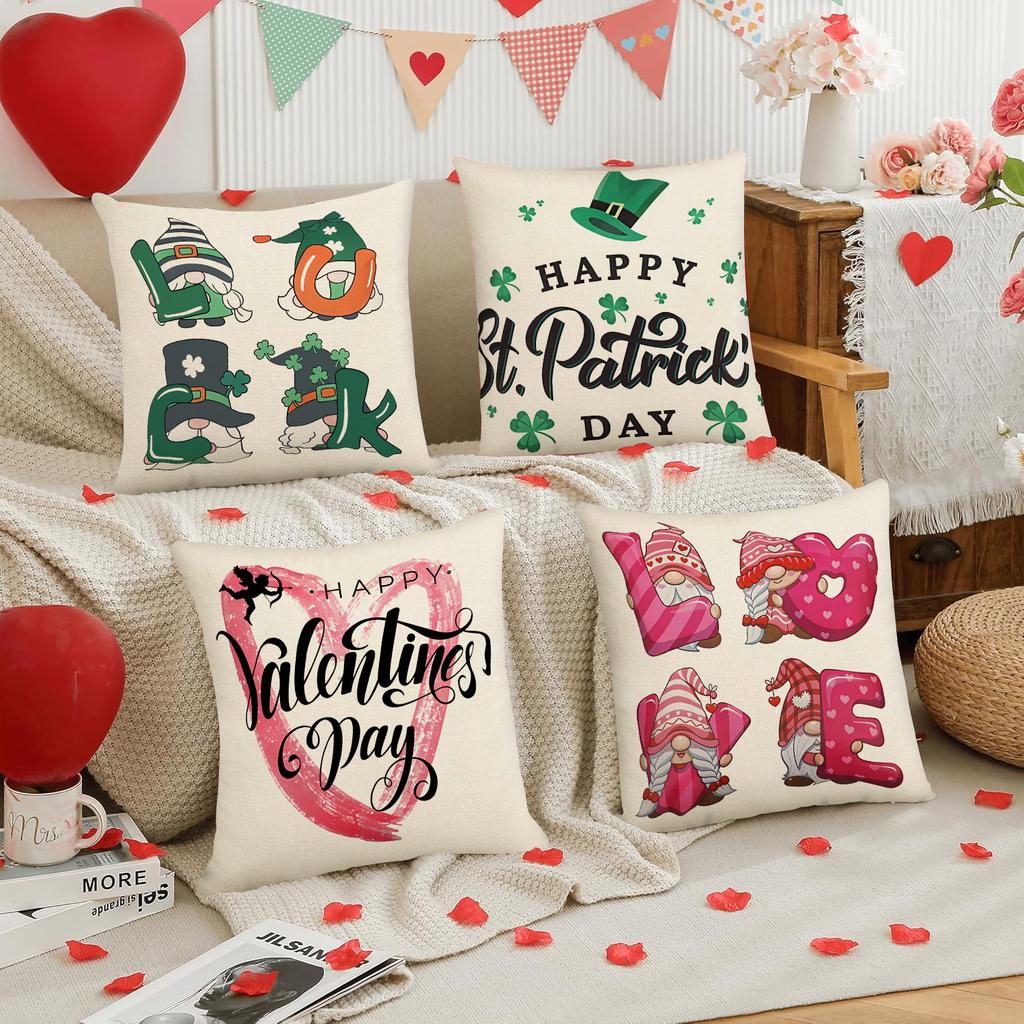 4Pcs Valentine'S Day Pillow Cover, Valentine'S Day Wedding Anniversary Sofa Butterfly Love Envelope Pillow Cover