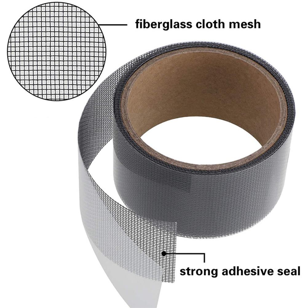 Black Window Screen Repair Tape 5cm x 2M Fiber Mesh Patch for Door Curtain Mosquito Net
