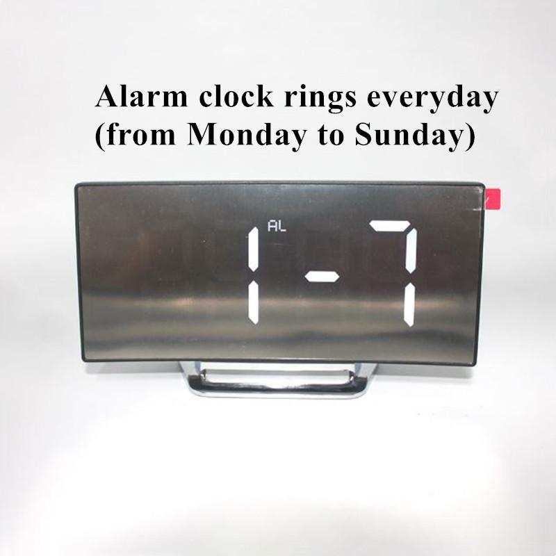 Mirror Digital Alarm Clock Temperature Date Night Mode Snooze USB Powered Always On Table Clock 12/24H Anti-disturb LED Clock